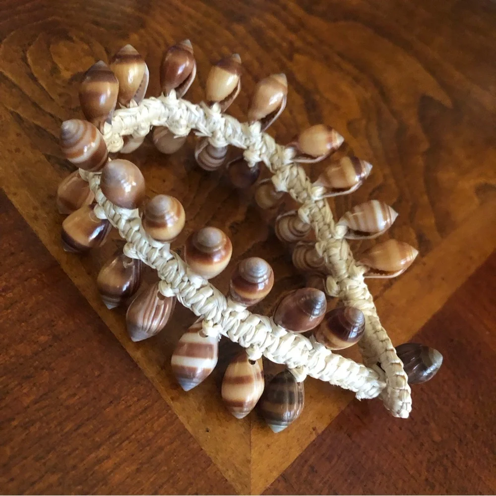 Handcrafted boho resin coated shell braided bracelet